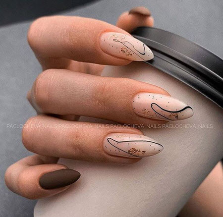 Идеи маникюра на длинные миндальные ногти с дизайном
