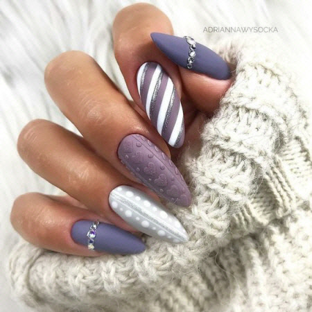 Матовый зимний дизайн ногтей